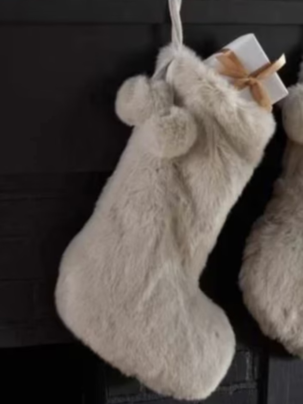 Arhaus Fluffy Faux Fur Christmas Stocking NWOT